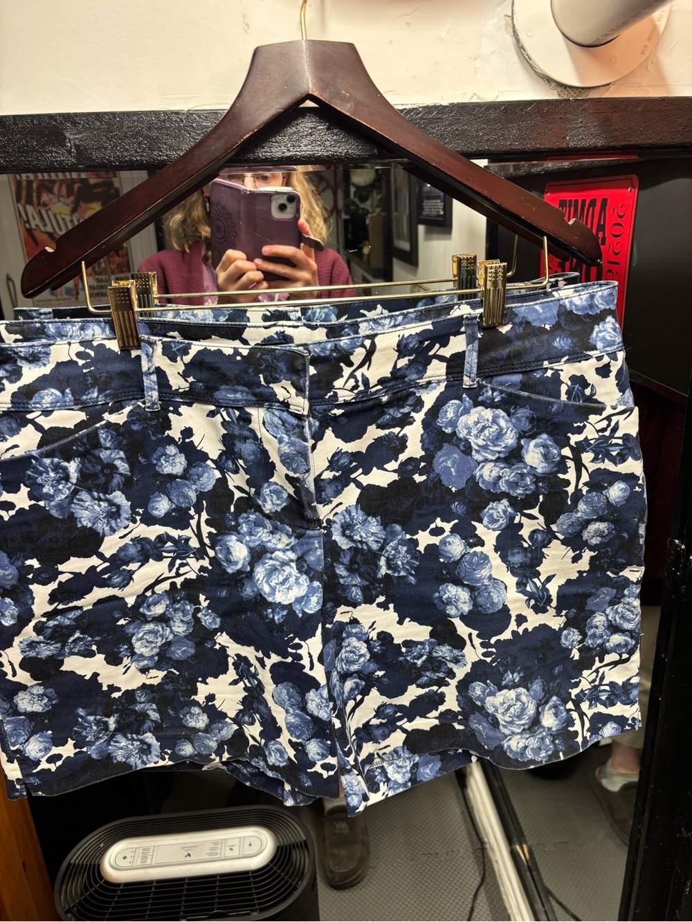 The Limited Blue & White Floral Jean Shorts